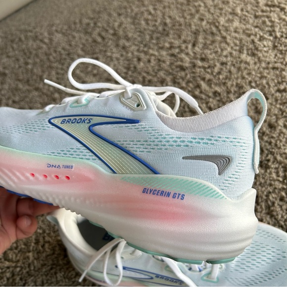 Brooks Glycerin GTS 22 Womens 8.5 B Running Shoes White/LimpetShell/Blue Sneaker - Picture 11 of 16
